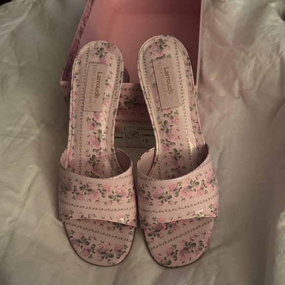 LoveShackFancy Shoes - LoveShackFancy Pink Floral Mules
